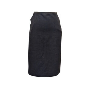 Hermes Black Wool Blend Leather Trim Pencil Skirt Size 42 US 10